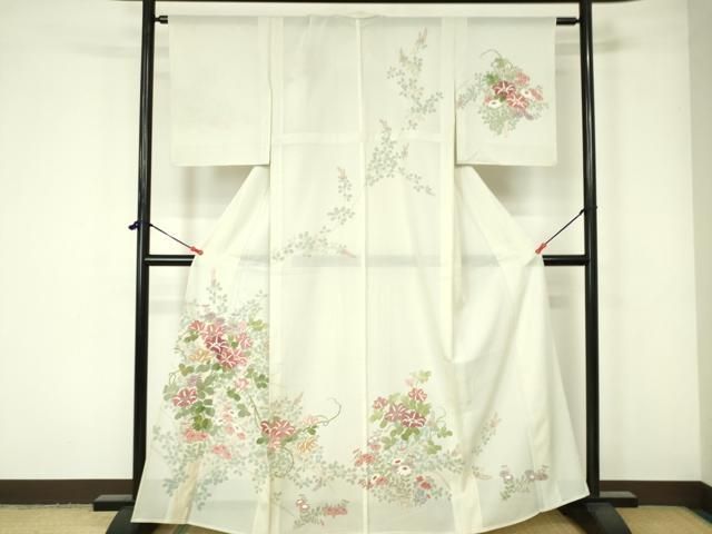 平和屋着物＊夏物 訪問着 絽紬 駒刺繍 変わり間道 正絹 逸品