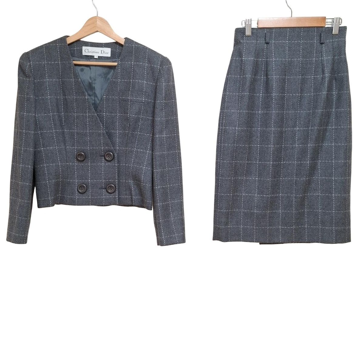 DIOR ChristianDior ディオール クリスチャンディオール スカートスーツ レディース - グレー チェック柄