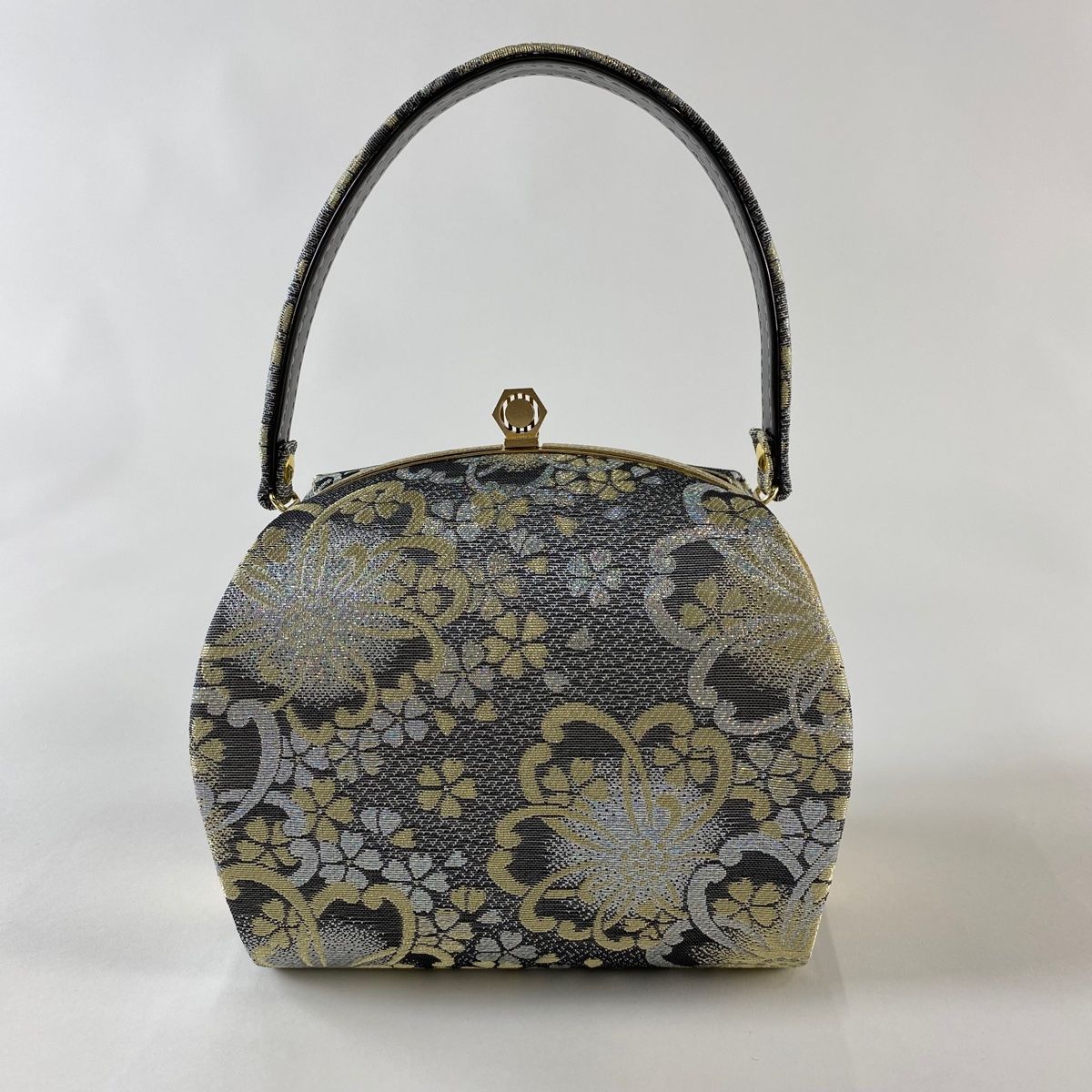 和装バッグ 美品 優品 フォーマル 桜 金糸 箔 銀色 正絹 和装小物