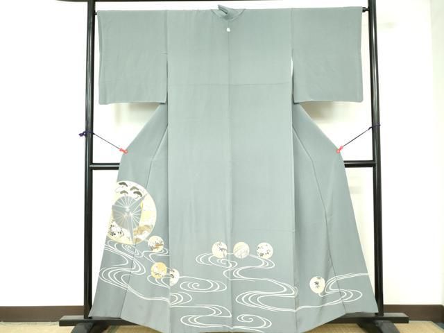 平和屋着物●久留米絣　単衣　扇面吉祥花文　綿　逸品　未使用　CAAW7324yc 平和屋着物○久留米絣 単衣 扇面吉祥花文 綿 逸品 未使用