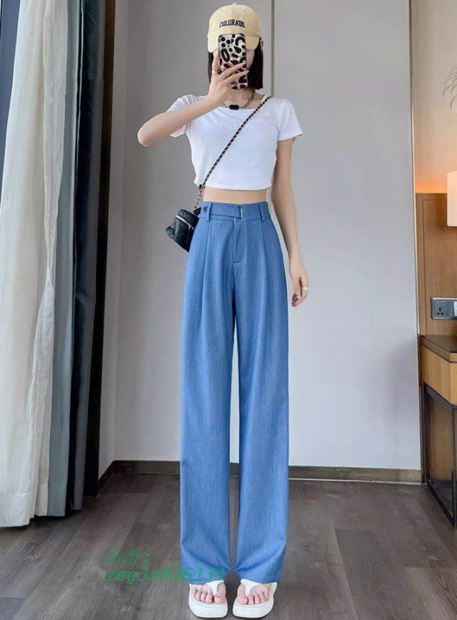 デニム ワイドパンツ レディース 大きいサイズ 3L ボパンツ シンプル ハイウエスト 春夏 ストレートパンツ レディース カジュアル 韓国 小さいサイズ zeg3z836131