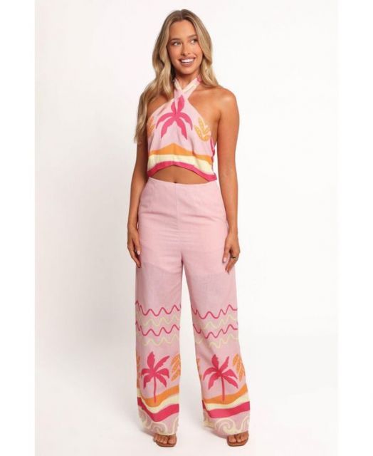 送料無料 Petal and Pup レディース ジャンプスーツ トップス Women s Aryn Halterneck Jumpsuit Pink palm