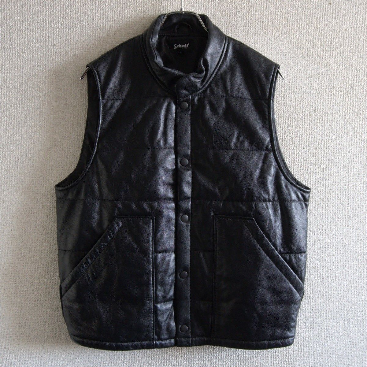 美品】Schott ラムレザーベスト S ブラック 【公式通販】
