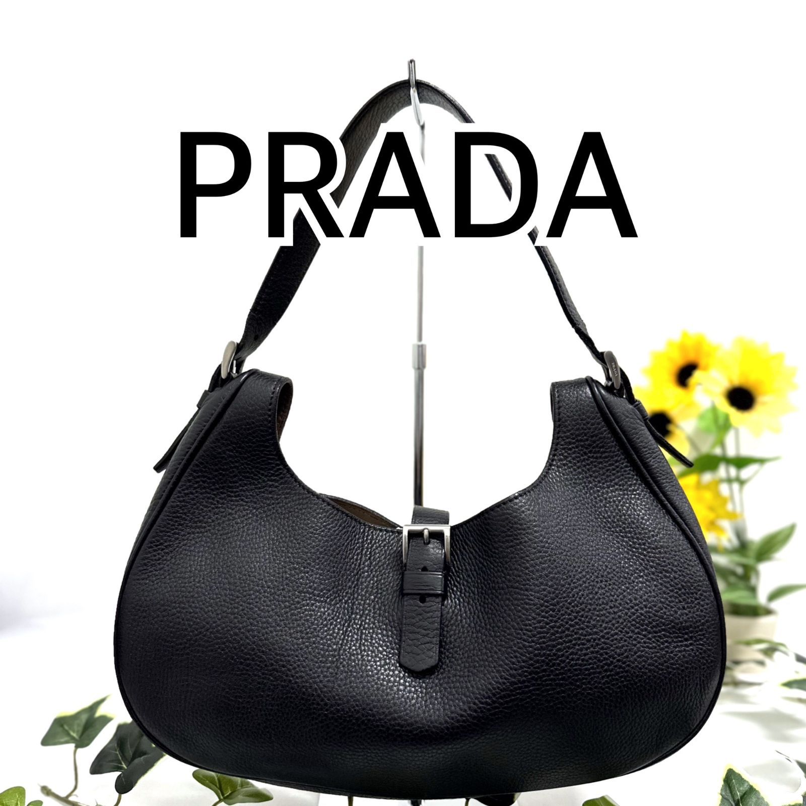 プラダ PRADA ワンショルダーバッグ レザー ブラック 黒 - メルカリ