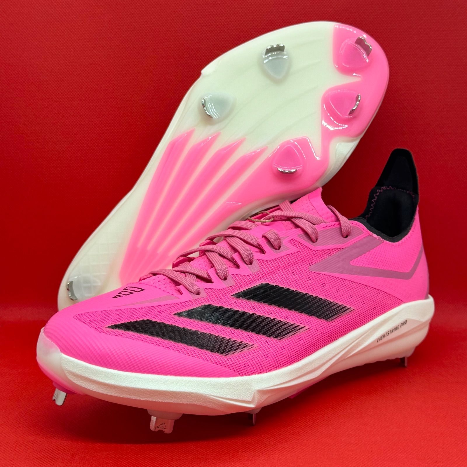 adidas 野球 スパイク ピンク 金具 27㎝ ローカット 軽量 アディダス