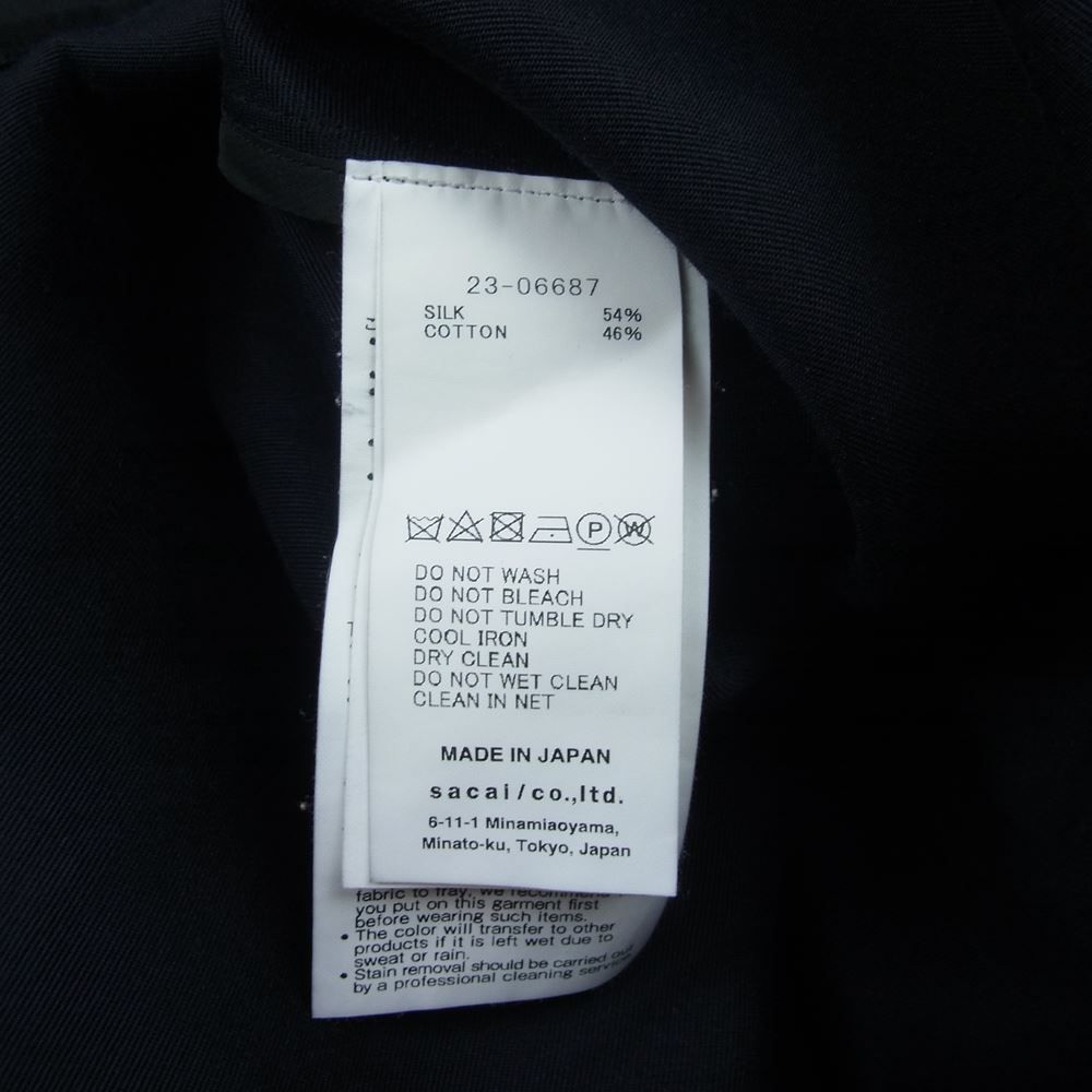 Sacai サカイ 23SS Double Faced Silk Cotton Dress ダブルフェイス シルクコットン ドレス オーバーサイズ長袖シャツ ライトブルー 23-06687