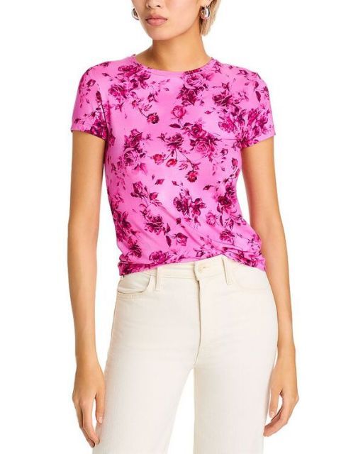 【送料無料】 ラジャンス レディース Tシャツ トップス Ressi Tee Pink Multi Watercolor Rose