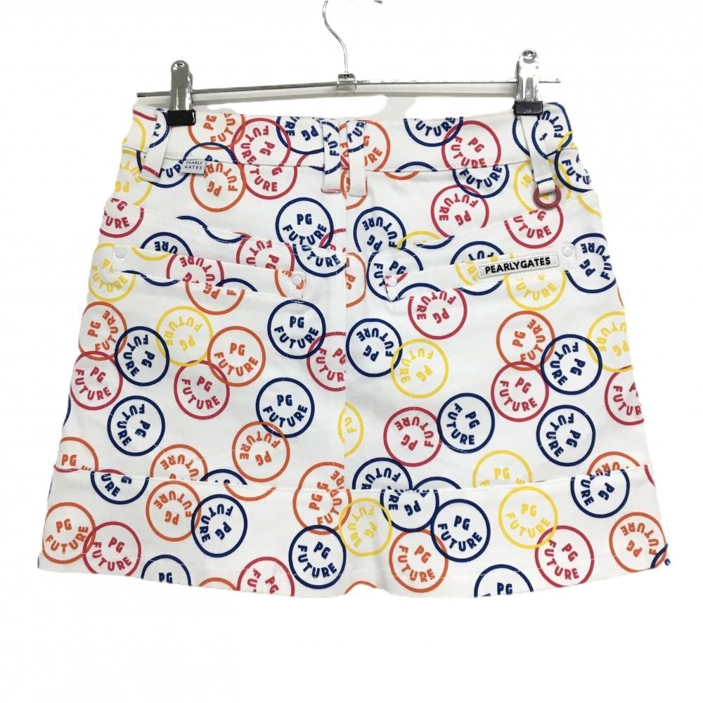 パーリーゲイツ スカート 白×マルチカラー FUTUREニコ ストレッチ レディース 0 S ゴルフウェア PEARLY GATES