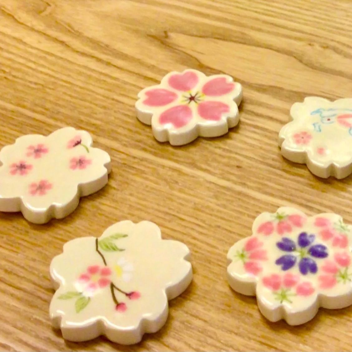 化*子様 箸置き大量セット　清水焼　瓢箪型　桜模様　忠窯　治泉窯　大津絵　等 清水焼・陶泉窯 桜の絵変わり箸置5個セット - メルカリ