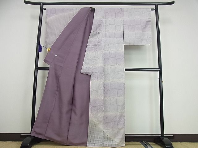 平和屋1■極上　訪問着　本場染大島紬地　スワトウ総刺繍　大島紬巨匠　市松花鳥文　パールトーン加工　証紙付き　逸品3s2029