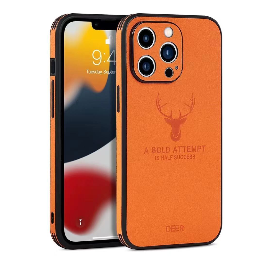 iPhone iPhoneカバー iPhoneケース ブラック 鹿 DEER クール シンプル 黒 PUレザー iPhone11 12 13 14 15 16 おしゃれ