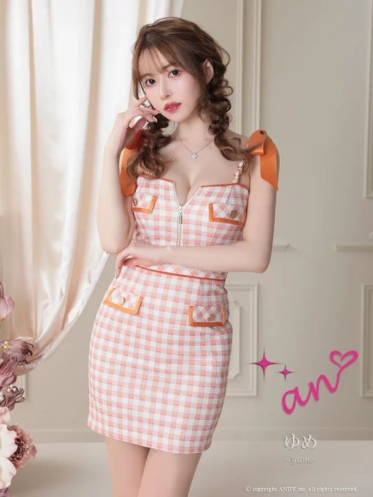 あん イエロー【新色追加】【再入荷】【an/アン】チェック/ タイト