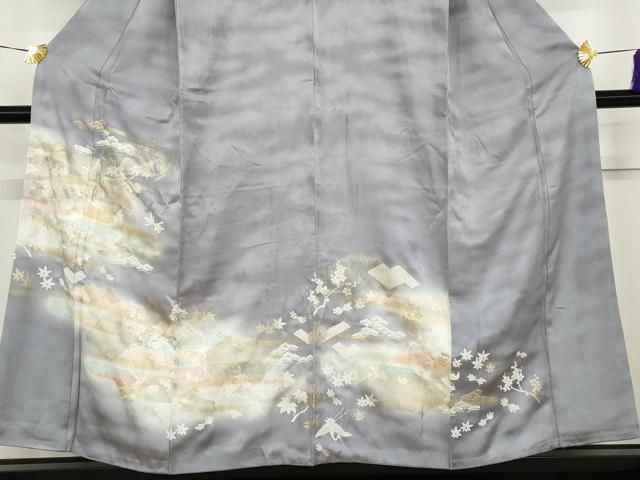 【訪問着】 扇面草花文・暈し染め・金銀彩・正絹❣️ 逸品✨No.1332 平和屋着物□訪問着 草花器物文 暈し染め 金銀彩 正絹 逸品