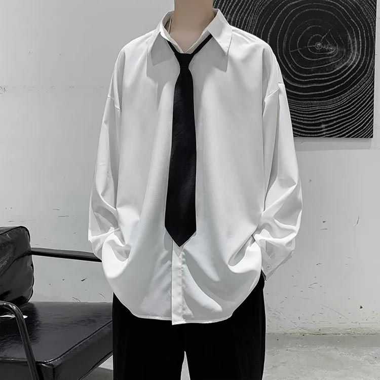ファッション 襟なし シャツ メンズ 春 韓国 半袖 長袖 おしゃれ しゃつ Clothing