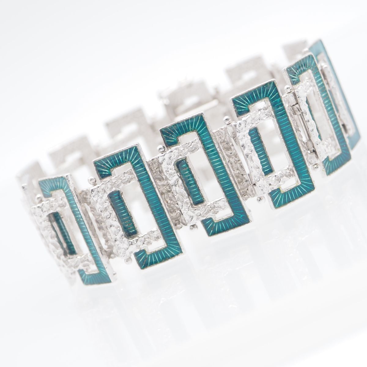 G702 BREV. 800刻印 ブレスレット グリーンエナメル デザイン シルバー