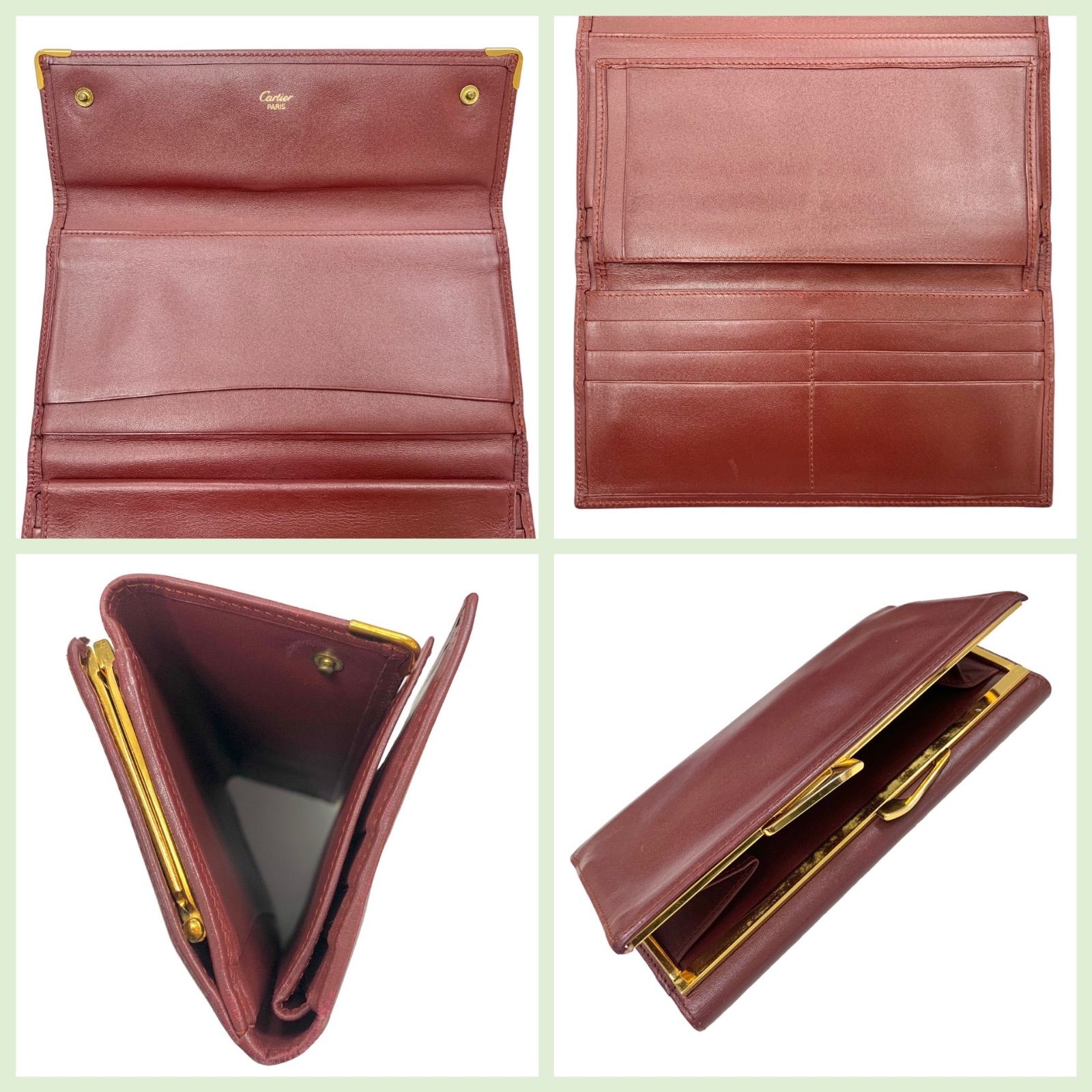 美品⭐️ Cartier カルティエ】 三つ折り長財布 ボルドーカラー 