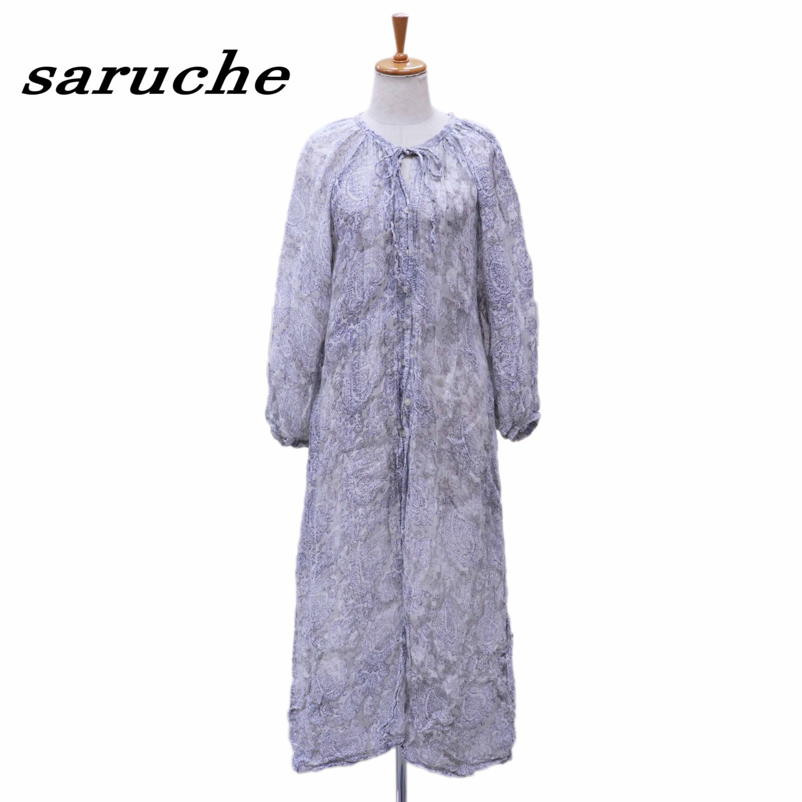 saruche サル―チェ ロングワンピース リネン 灰色系 - メルカリ