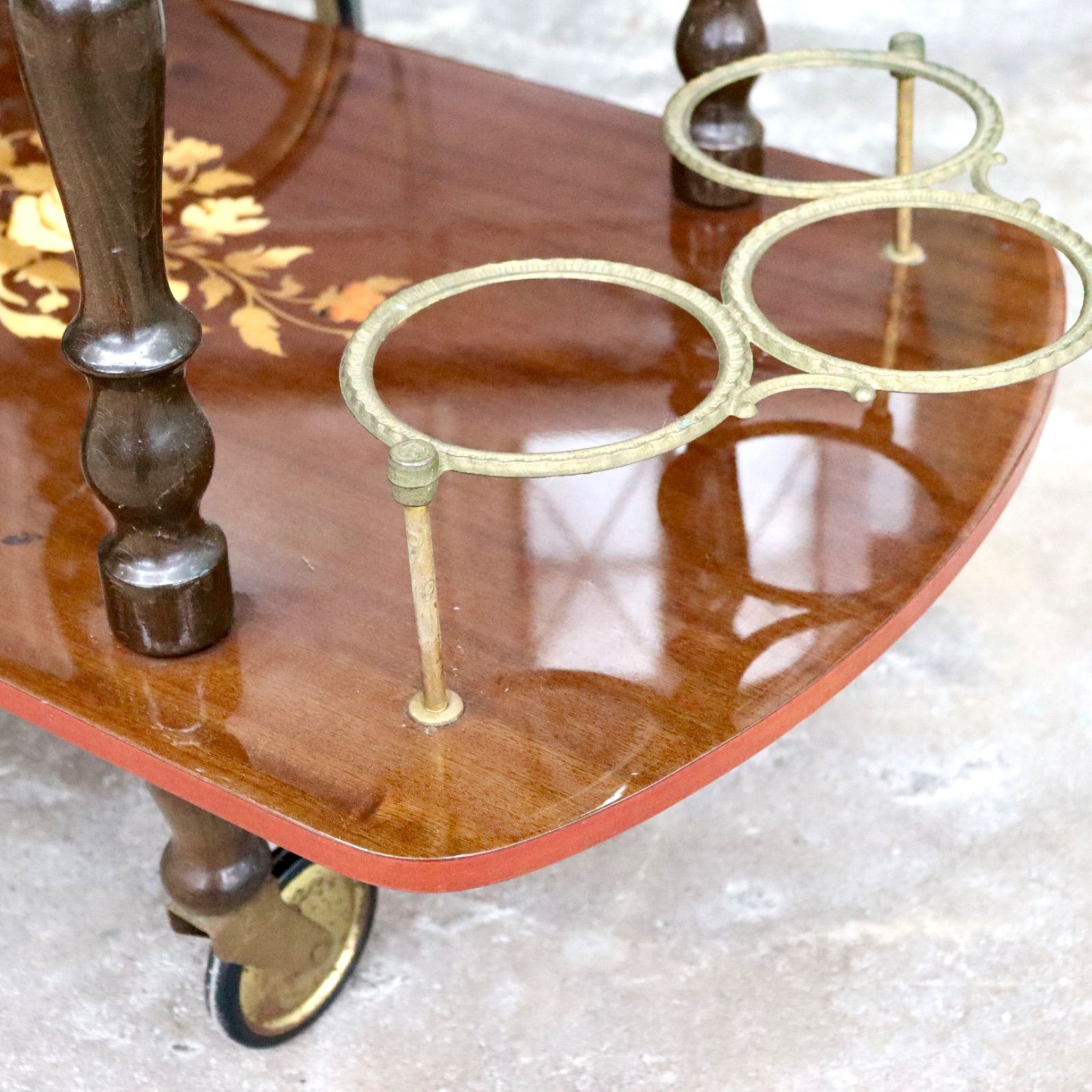 GMIK480 イタリア製 アンティーク 配膳ワゴン キッチンワゴン ワインラック サイドテーブル ロココ調 象嵌細工 ヨーロピアン NEXPOTALLINN_EU