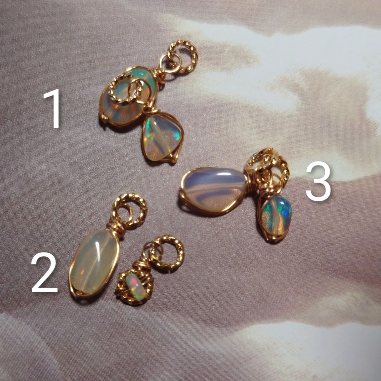 エチオピアンオパールのチャームセット＊イヤリングネックレスチャームにも エチオピアンオパールのチャームセット＊イヤリングネックレスチャーム