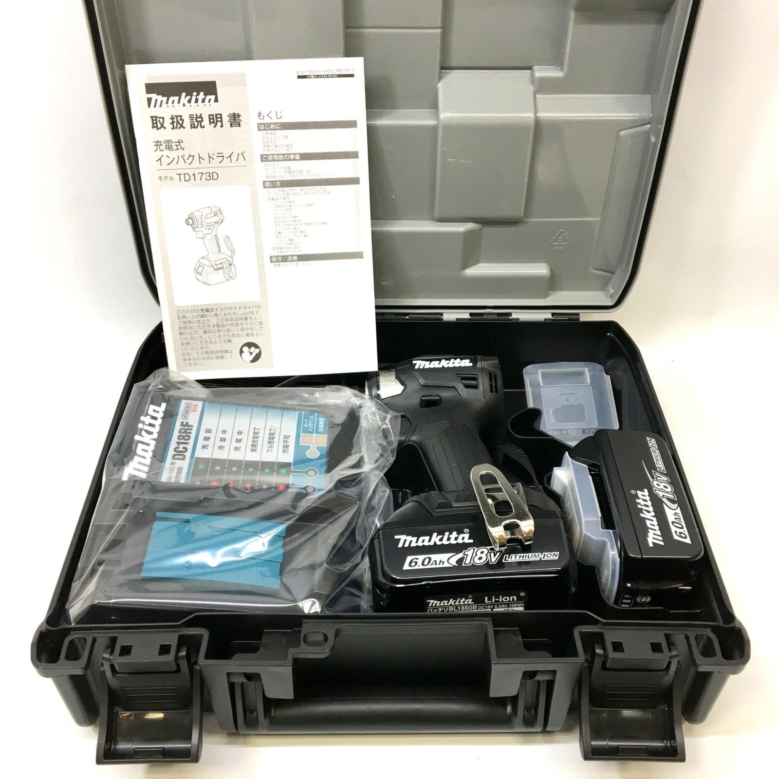 ♥ makita マキタ 充電式インパクトドライバ TD173DRGXB 18V 6.0Ah 黒 フルセット 純正品 コードレス △ DW3485-