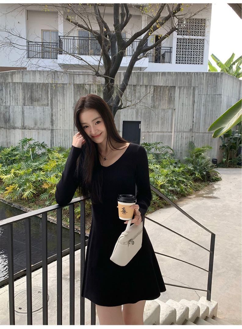 レディースVネックニットミニドレス 春 お出かけ用ワンピース ワンピース ベビー服(~95cm) ベビー キッズ