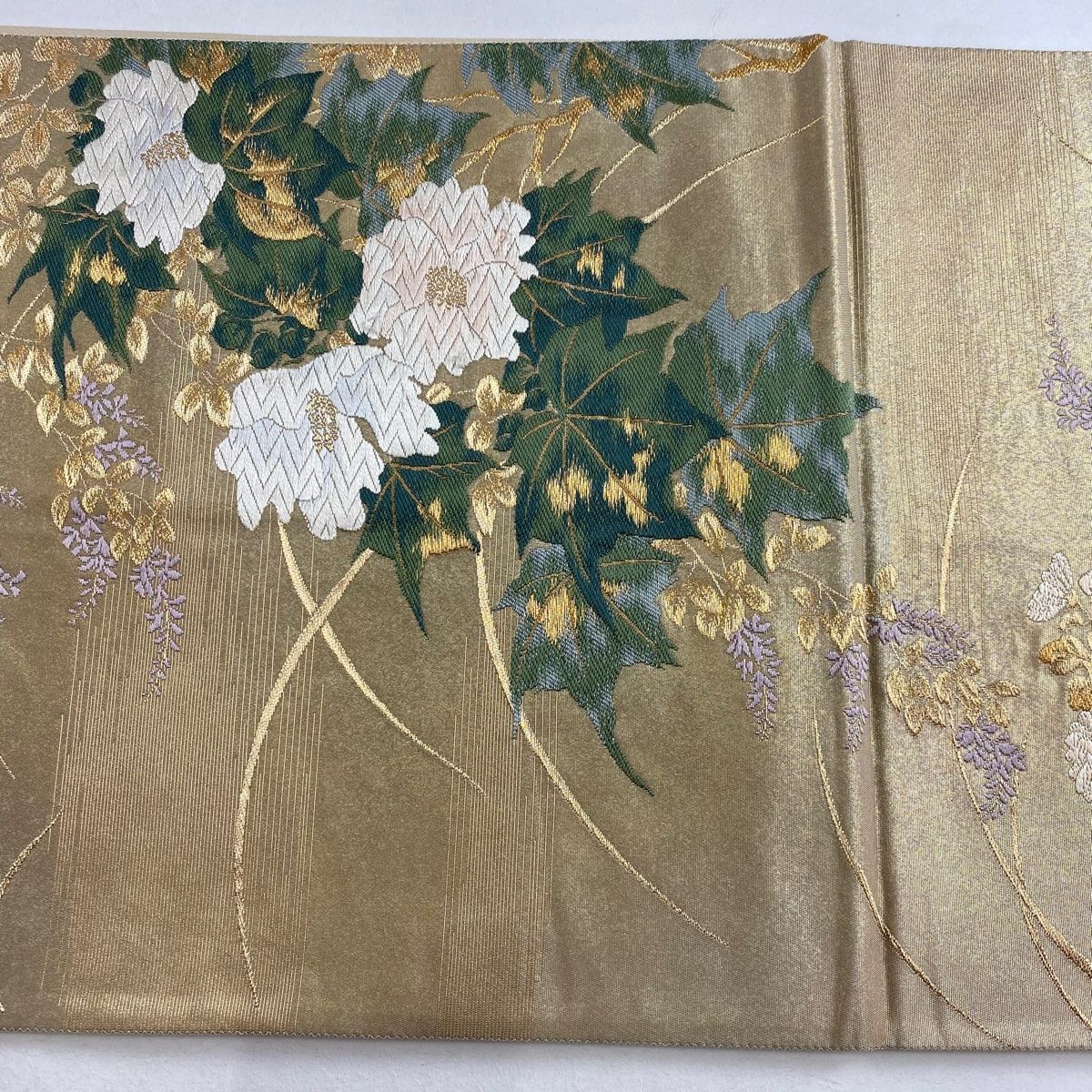 牡丹唐草　袋帯 楽天市場】牡丹唐草模様織り出し 全通袋帯（材料