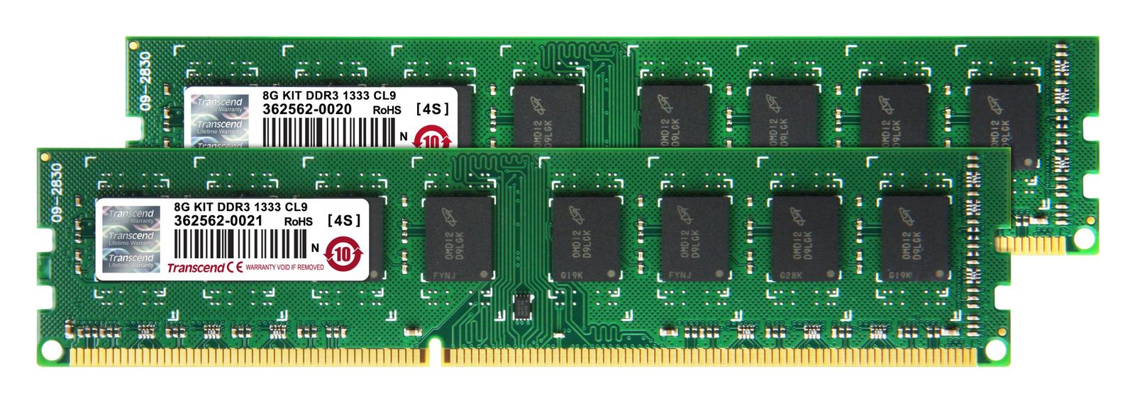 Transcend デスクトップPC用 DDR3 メモリー 8GB (4GB×2pcs) PC3-10600 1.5V 240pin DIMM JM1333KLN-8GK 