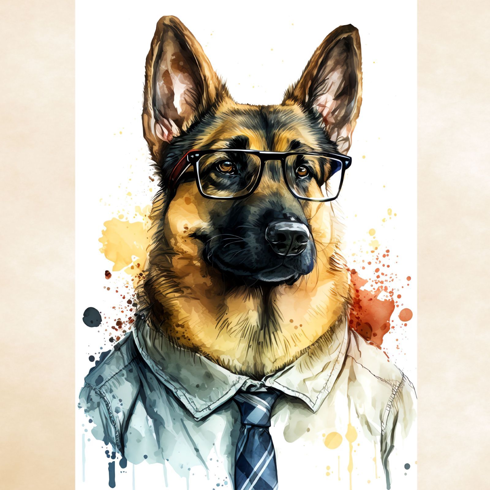 PET120】ジャーマンシェパード 犬アート 水彩 いぬの絵 - メルカリ
