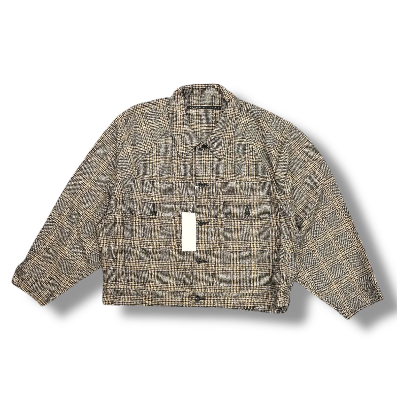参考上代50600円 未使用品 my beautiful landlet COTTON TWEED RAGLAN BIG JACKET コットンツイードラグランビッグジャケット マイビューティフルランドレット WM03-BZ241031 ベージュチェック 1