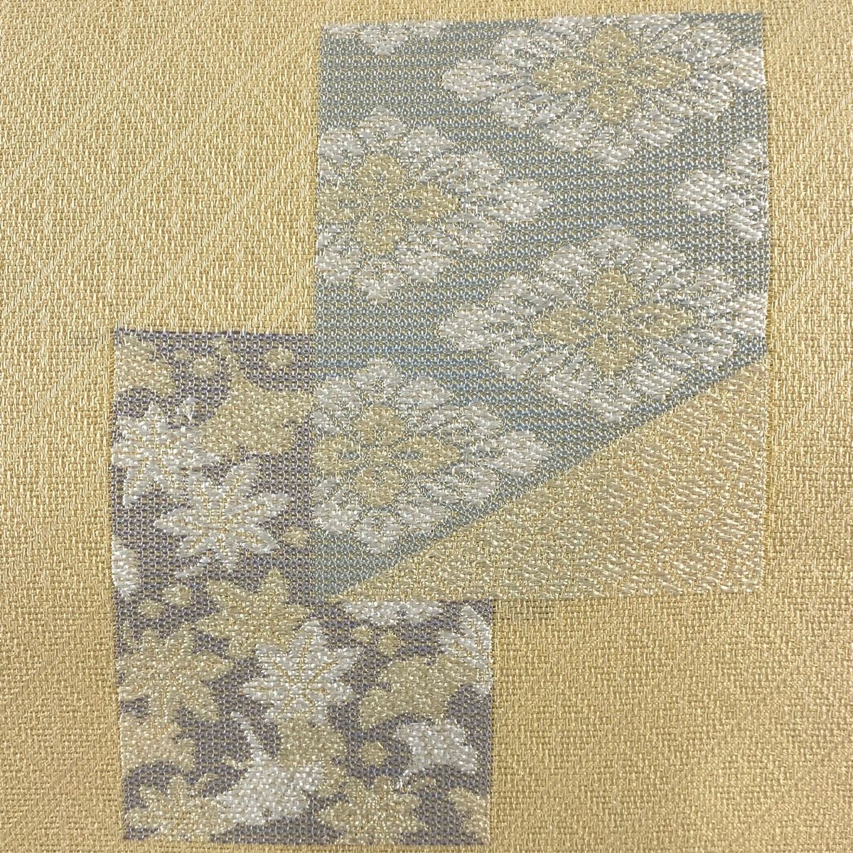 名古屋帯 秀品 華文 観世水 箔 ベージュ 正絹