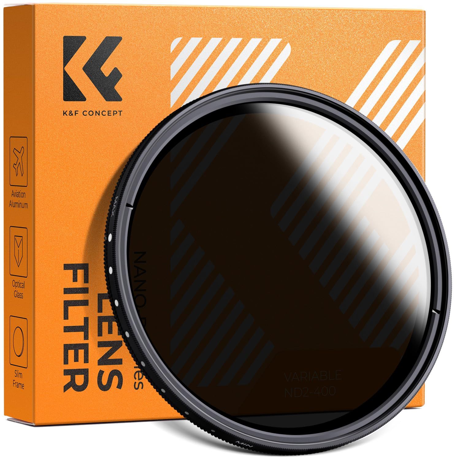 K&F Concept 52mm 可変NDフィルター ND2-ND400 減光フィルター 超薄型 カメラ用フィルター+超極細繊維布（52mm ND Filter）