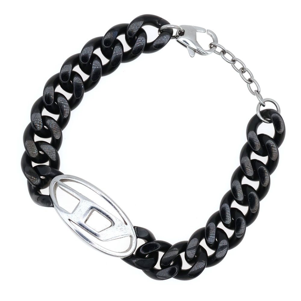 DIESEL ブラック チェーンブレスレット DIESEL (ディーゼル) Stainless Steel Chain Bracelet オーバル