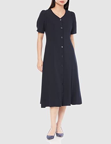 レッセパッセ カジュアルドレス フロントボタンVネックワンピース レディース ネイビー