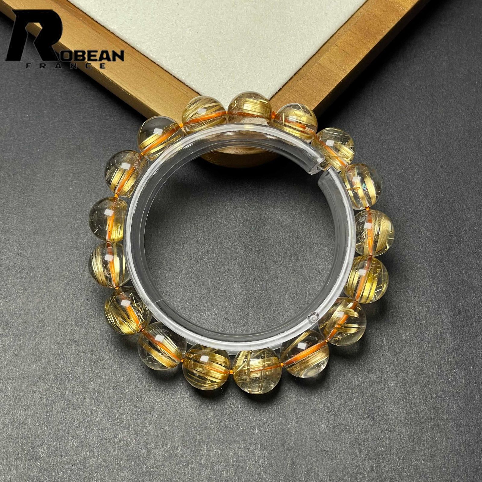10 OFFクーポン配布中 上級 EU製 定価177万円 ROBEAN ! 満針ルチルクォーツ ブレスレット パワーストーン 天然石 金運 お守り プレゼント1 11.9-12.6mm D0922534