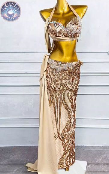 ベリーダンス オリエンタル衣装 インナー付 ゴールド オーダーメイド ベリーダンス オリエンタル衣装 インナー付 ゴールド オーダーメイド