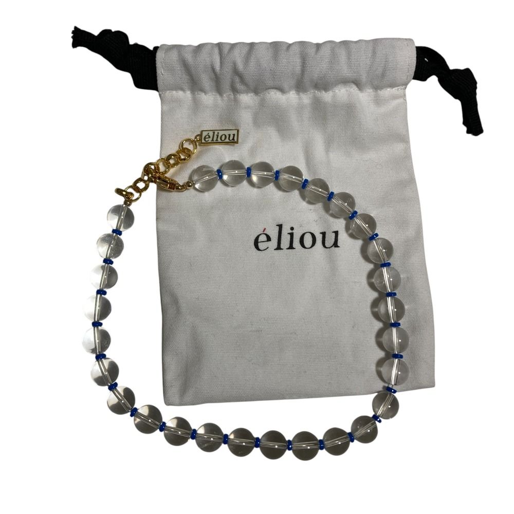 良品 eliou エリウ クリスタルクオーツビーズネックレス ペンダント 