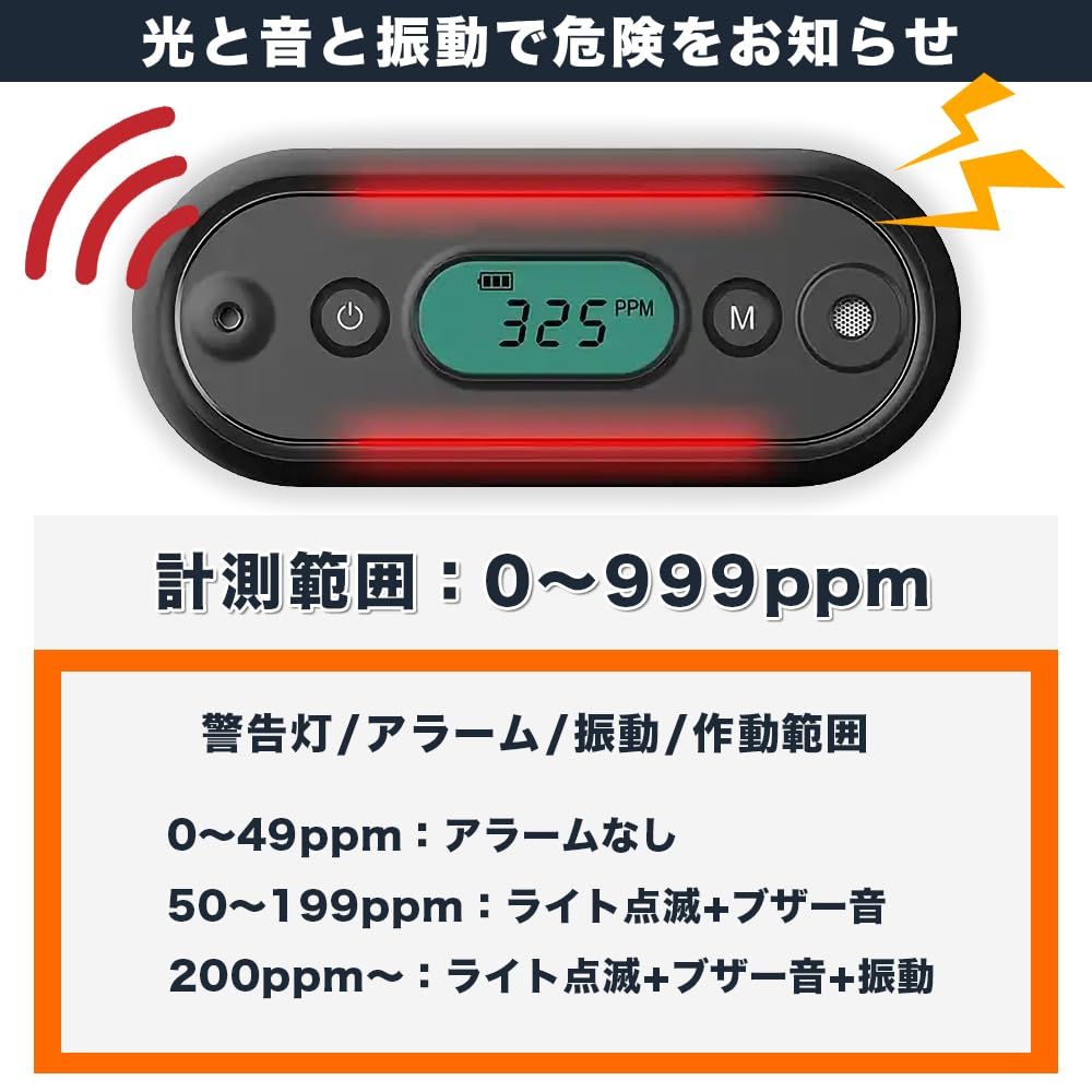 一酸化炭素チェッカー 日本製 完全防水 カラビナフック付 キャンプ 