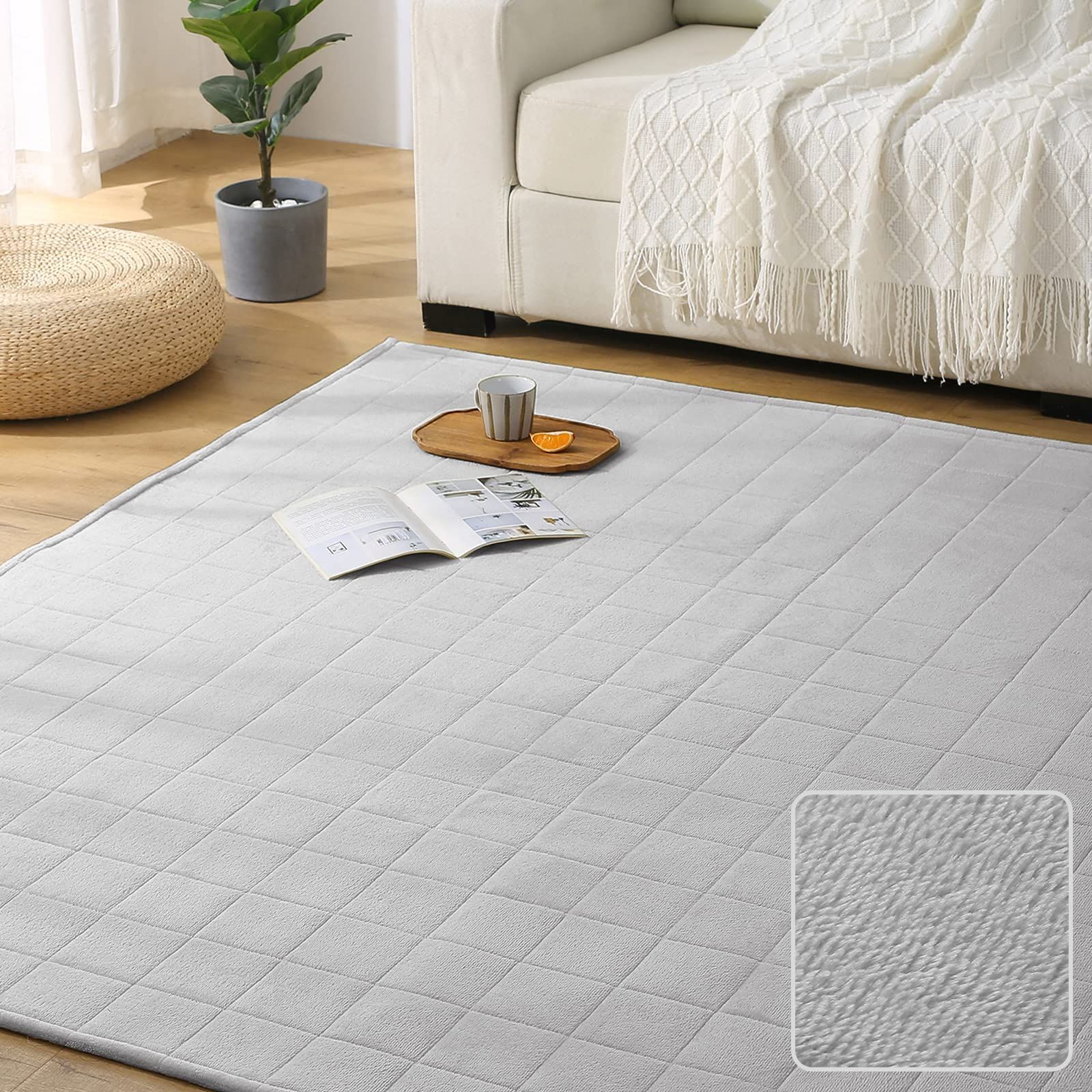 『人気商品』Keusnix ラグ カーペット キルトラグ 滑り止め付き 洗える ラグマット 135×185cm 約1.5畳 オールシーズン 抗菌防臭 ふかふか フランネルラグ 床暖房 ホットカーペット対応 絨毯 長方