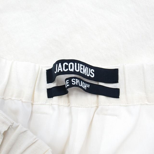 美品 ジャックムス JACQUEMUS ヘンプ コットン ブレンド ハーフ イージー パンツ 46 白 ホワイト メンズ