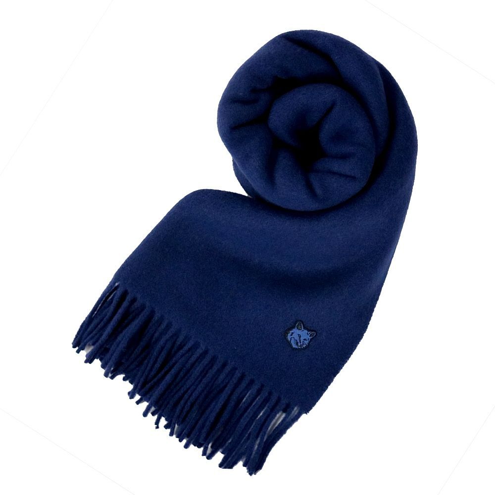 メゾンキツネ MAISON KITSUNE マフラー FOX HEAD PATCH SCARF ストール イタリア製 メンズ レディース INK-BLUE ゴールデンブラウン キャメル 人気 ブランド おしゃれ 誕生日 記念 プレゼント ギフト 送料無料