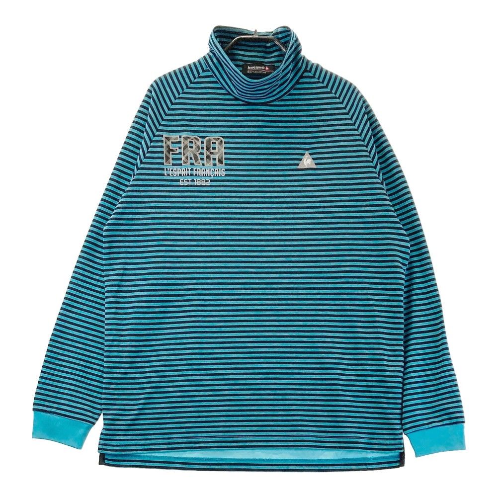 サイズ：L LE COQ GOLF ルコックゴルフ  ハイネック 長袖Tシャツ ボーダー柄 ブルー系 [240101382686]# ゴルフウェア メンズ ストスト
