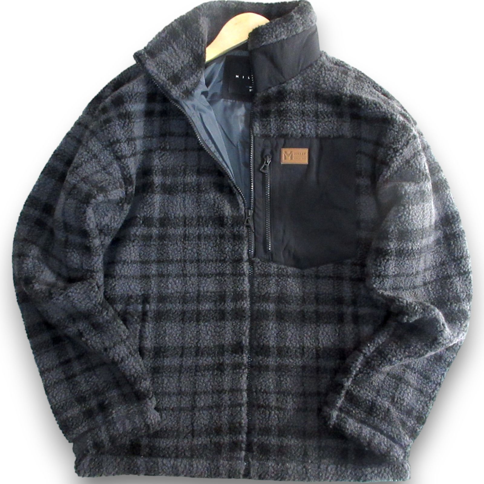新品 MILLET ミレー ワッペン付 チェック柄 ボアフリース ジャケット 