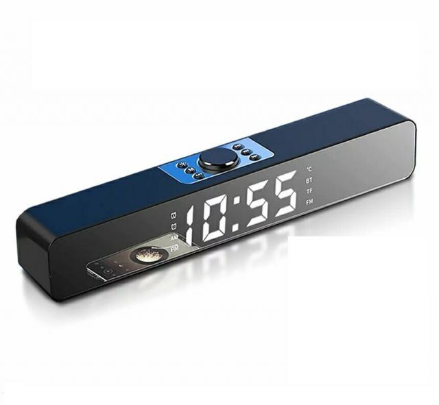 Bluetooth ミラー型 スピーカー 高音質 目覚まし時計  寝室 ライト ベッドサイド iPhone 音楽 スマホ タブレット ステレオ el-wideclosp