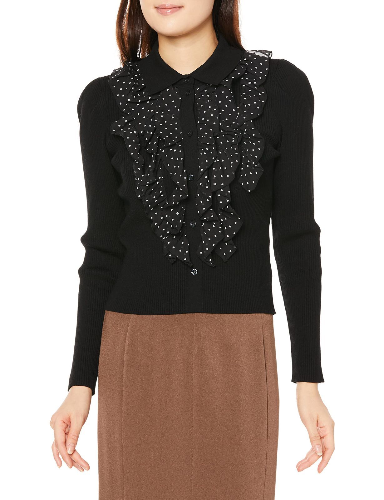 Size Free Size_Color ブラック スナイデル Sustainaフリル ドッキングリブニットプルオーバー SWNT225083 レディース BLK F
