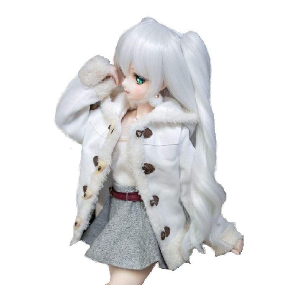 Color:ホワイト YR EARTH ドール用 耐熱 ウィッグ 8～9インチ カツラ 可愛い巻き髪 アレンジヘア 1/3 BJD SD DD MDD S199 (ホワイト)