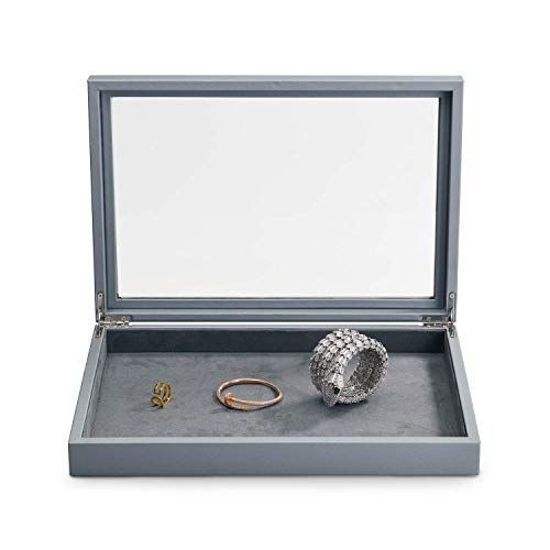 Oirlv ジュエリーボックス レザー 大容量 透明 ディスプレイ 収納 持ち運び アクリル蓋付き 仕切り有り X02602 (B：12区画 Oirlv ジュエリーボックス レザー 仕切りなし 大容量 透明