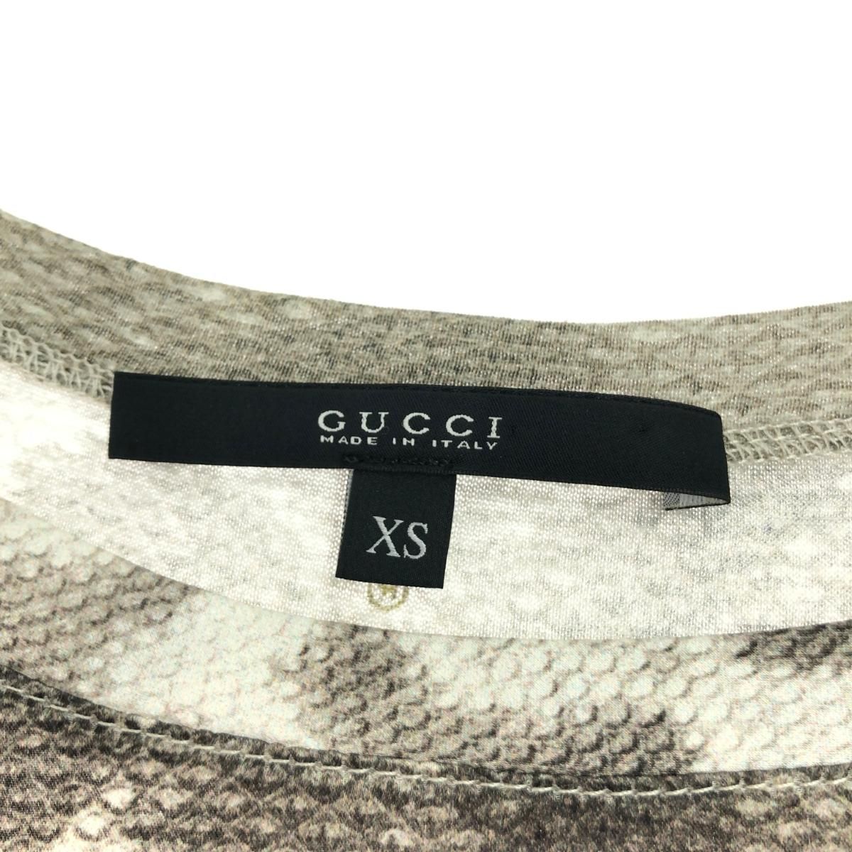 GUCCI グッチ パイソン柄　半袖 カットソー  サイズ:XS  グレー シルク レディース  トップス GUCCI - GUCCI グッチ パイソン柄 半袖 カットソー サイズ:XS