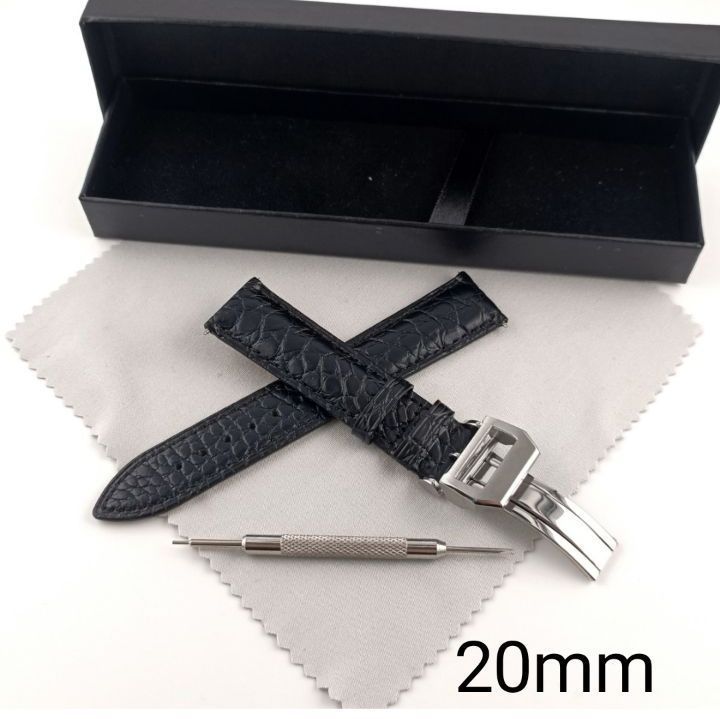 IWC クロコダイル レザーベルト 22mm ブラック ネイビー 時計バンド