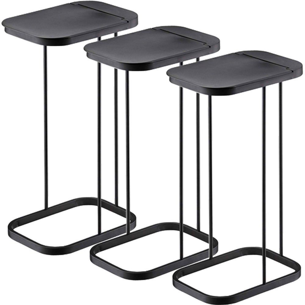 【特価商品】3SET 7553 ブラック ルーチェ キッチン スリム 分別 ふた付き ゴミ袋ホルダー 3個セット ゴミ箱 山崎実業(YAMAZAKI)