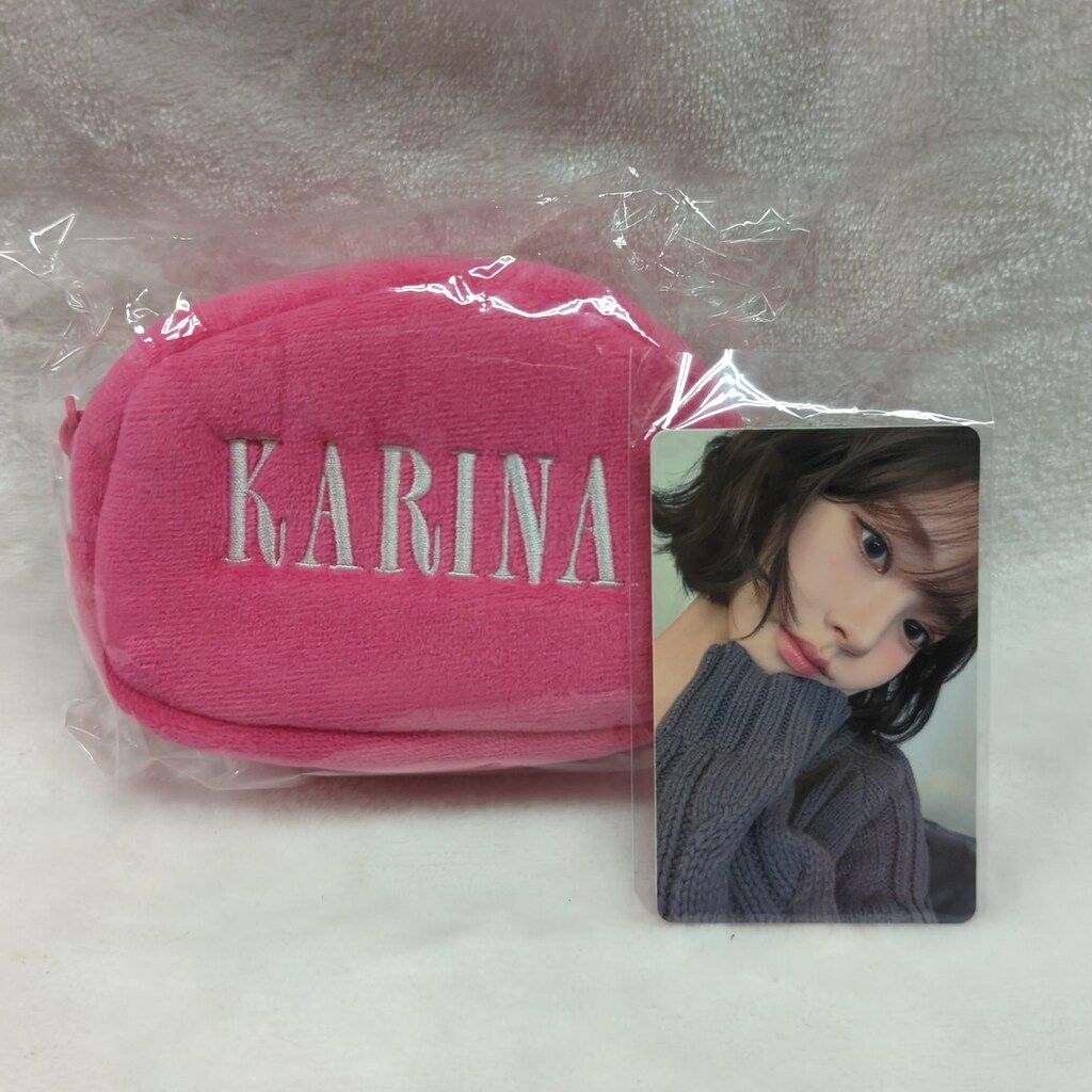 aespa カリナ　ポーチ ファンミーティング ペンミ　トレカ付き　新品未開封 aespa ファンミ ペンミ ミラー付きポーチ 付属トレカ karina カリナ